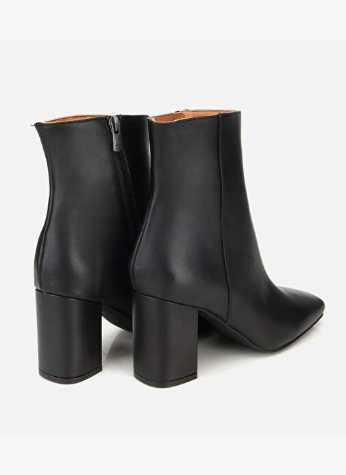 Kadın Deri Siyah Küt Burunlu Topuklu Bot 01BOH317740A100 - Görsel 5