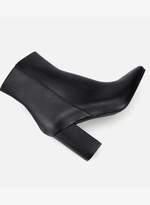 Kadın Deri Siyah Küt Burunlu Topuklu Bot 01BOH317740A100 - Görsel 7