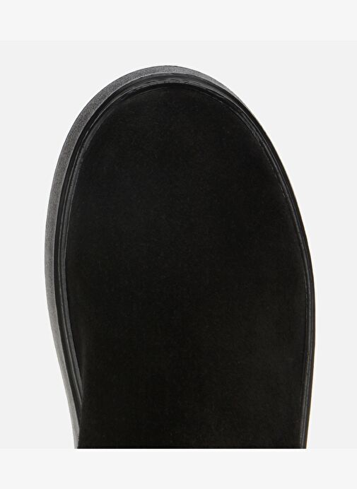 Kadın Süet Deri Siyah Lastik Detaylı Kalın Tabanlı Düz Bot 01BOH317830A100 - Görsel 6