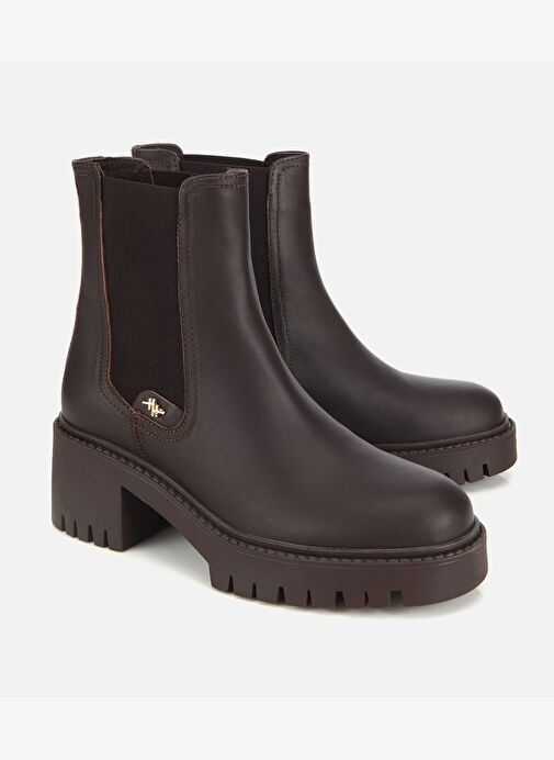 Hotiç Hotiç Kadın Deri Kahverengi Lastik Detaylı Kalın Tabanlı Topuklu Bot 01BOH318230A480 | Boyner Kahverengi - 3. görsel