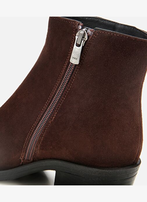 Kadın Süet Deri Kahverengi Fermuarlı Topuklu Bot 01BOH318370A480 - Görsel 3