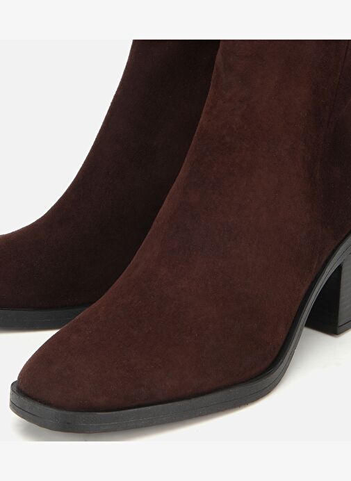 Kadın Süet Deri Kahverengi Fermuarlı Topuklu Bot 01BOH318370A480 - Görsel 5