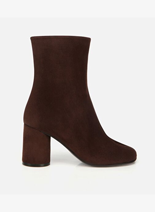 Kadın Süet Deri Kahverengi Burun Detaylı Topuklu Bot 01BOH318380A480 - Görsel 2