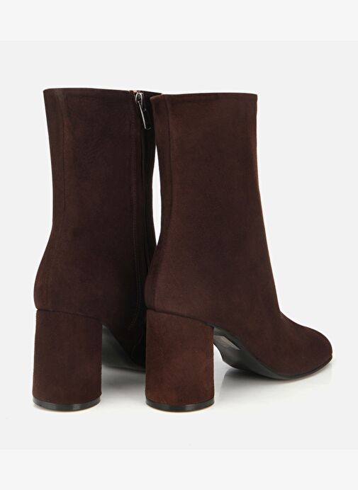 Kadın Süet Deri Kahverengi Burun Detaylı Topuklu Bot 01BOH318380A480 - Görsel 5