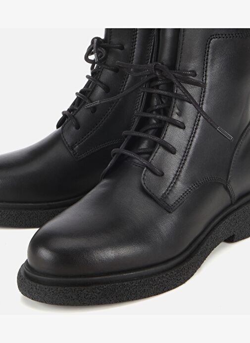 Hotiç Hotiç Kadın Deri Siyah Fermuarlı Postal Düz Bot 01BOH318500A100 | Boyner Siyah - 4. görsel