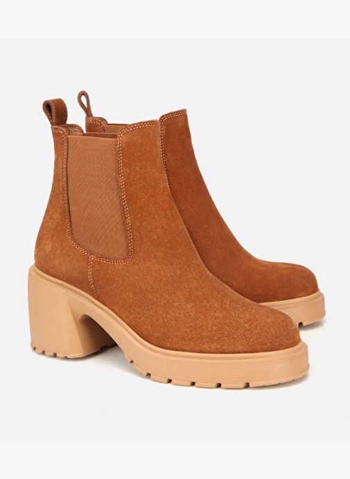 Hotiç Hotiç Kadın Süet Deri Taba Lastik Detaylı Topuklu Bot 01BOH318530A370 | Boyner Taba - 3. görsel