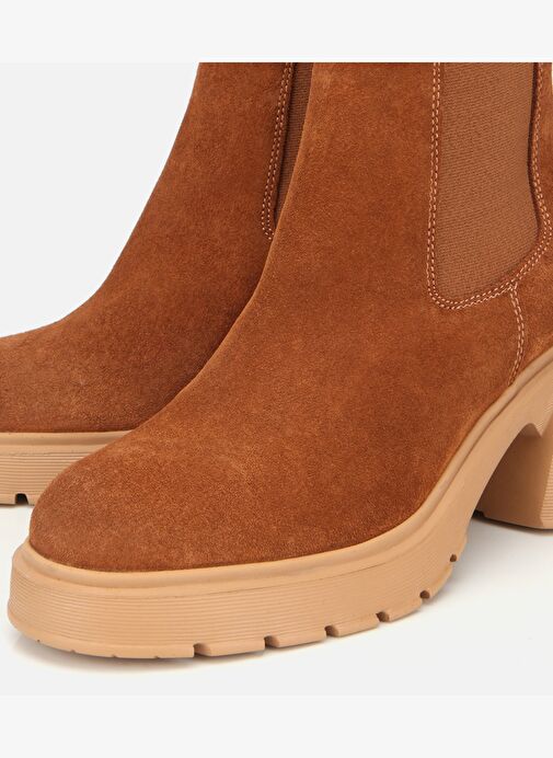 Hotiç Hotiç Kadın Süet Deri Taba Lastik Detaylı Topuklu Bot 01BOH318530A370 | Boyner Taba - 4. görsel