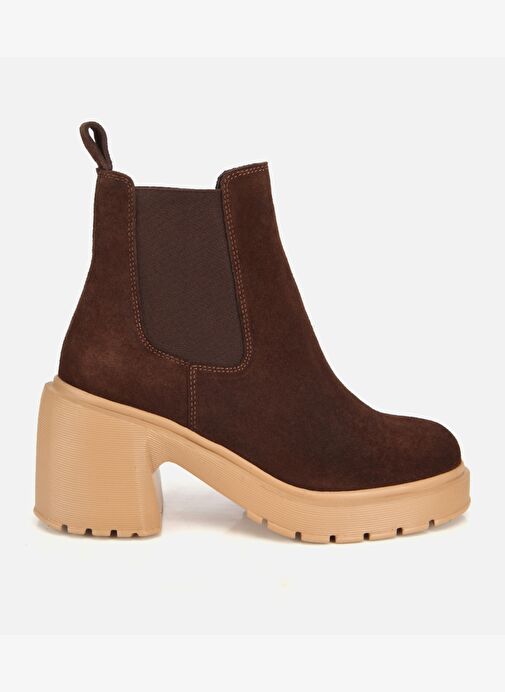 Hotiç Hotiç Kadın Süet Deri Kahverengi Lastik Detaylı Topuklu Bot 01BOH318530A480 | Boyner Kahverengi - 2. görsel