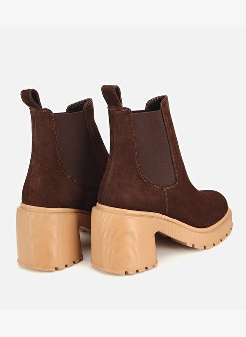 Hotiç Hotiç Kadın Süet Deri Kahverengi Lastik Detaylı Topuklu Bot 01BOH318530A480 | Boyner Kahverengi - 5. görsel