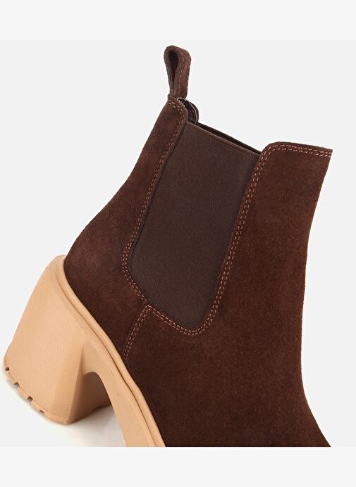 Hotiç Hotiç Kadın Süet Deri Kahverengi Lastik Detaylı Topuklu Bot 01BOH318530A480 | Boyner Kahverengi - 7. görsel