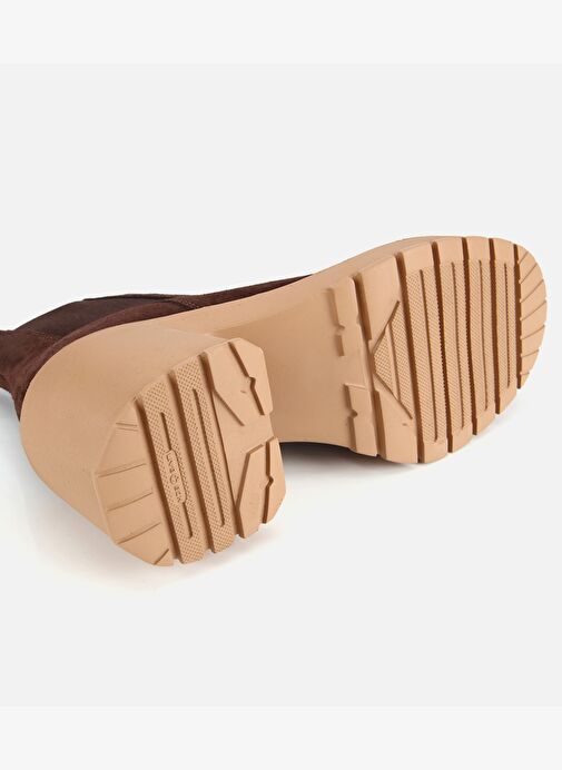 Hotiç Hotiç Kadın Süet Deri Kahverengi Lastik Detaylı Topuklu Bot 01BOH318530A480 | Boyner Kahverengi - 8. görsel