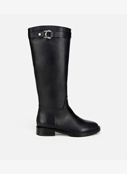 Kadın Deri Siyah Tokalı Binici Düz Çizme 01CIH313250A100 - Görsel 2