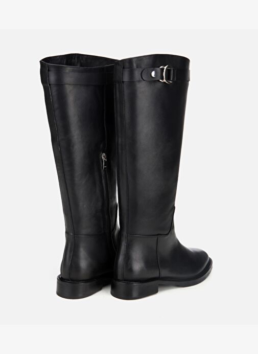 Kadın Deri Siyah Tokalı Binici Düz Çizme 01CIH313250A100 - Görsel 5