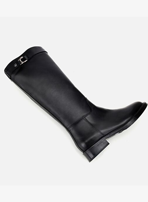 Kadın Deri Siyah Tokalı Binici Düz Çizme 01CIH313250A100 - Görsel 7