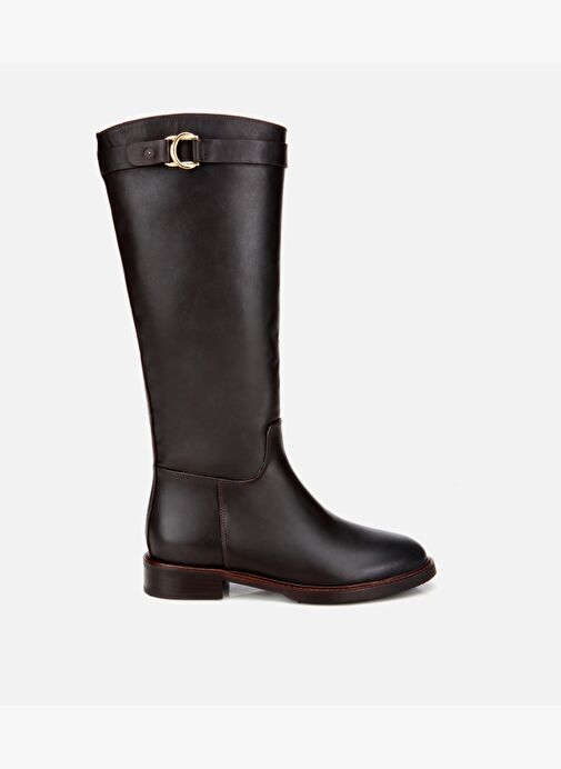 Kadın Deri Kahverengi Tokalı Binici Düz Çizme 01CIH313250A480 - Görsel 2