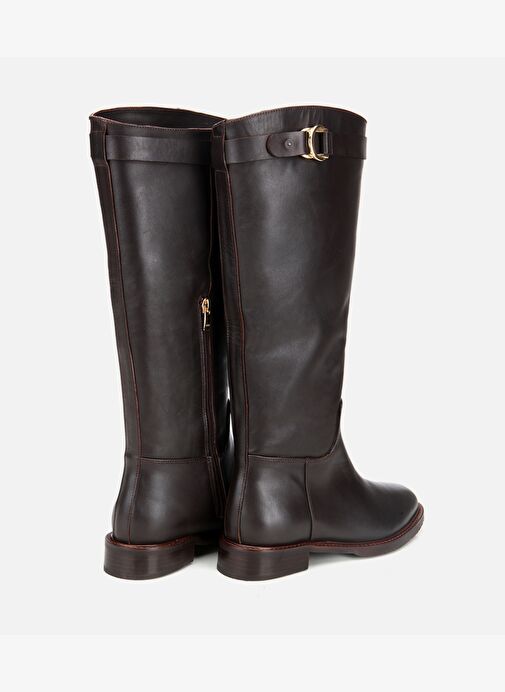 Kadın Deri Kahverengi Tokalı Binici Düz Çizme 01CIH313250A480 - Görsel 5