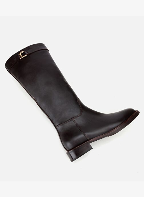 Kadın Deri Kahverengi Tokalı Binici Düz Çizme 01CIH313250A480 - Görsel 7