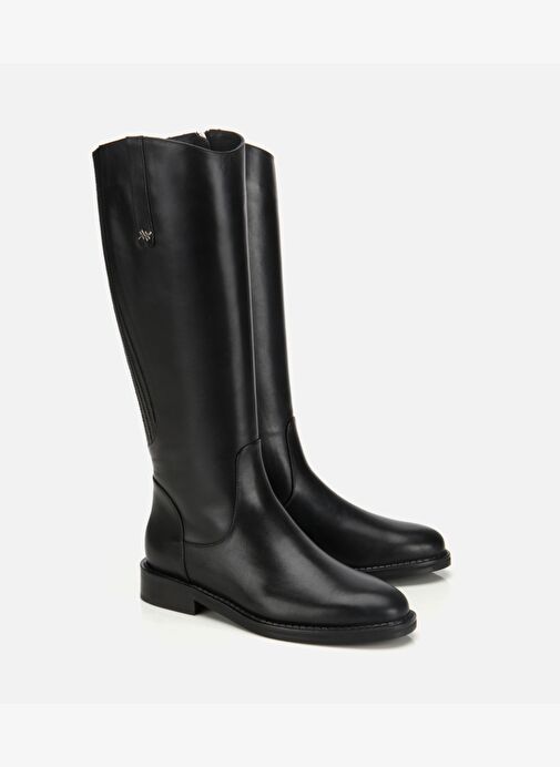 Kadın Deri Siyah Lastik Detaylı Binici Düz Çizme 01CIH313330A100 - Görsel 3