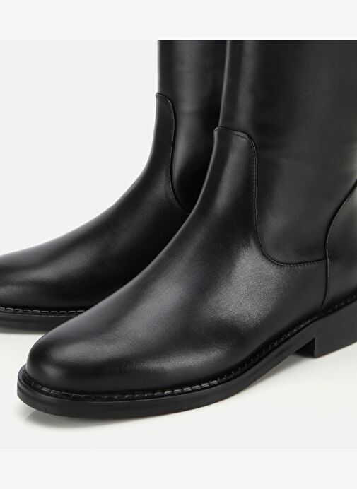 Kadın Deri Siyah Lastik Detaylı Binici Düz Çizme 01CIH313330A100 - Görsel 4
