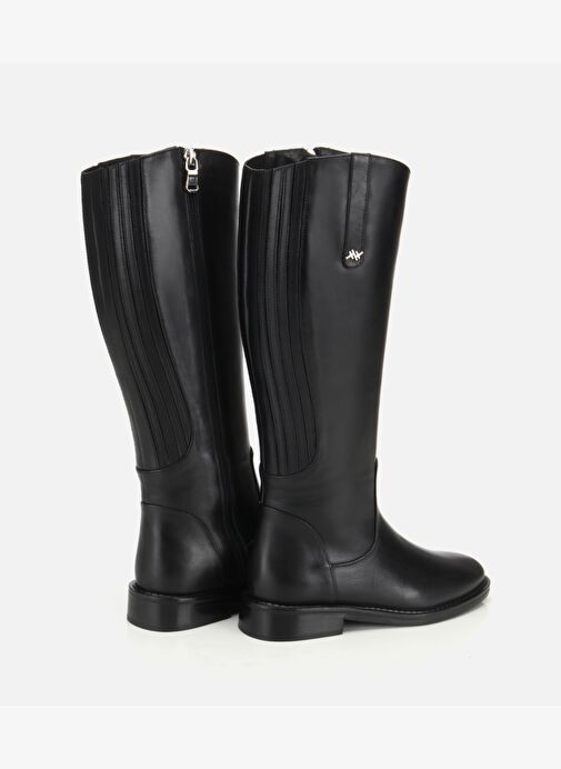 Kadın Deri Siyah Lastik Detaylı Binici Düz Çizme 01CIH313330A100 - Görsel 5