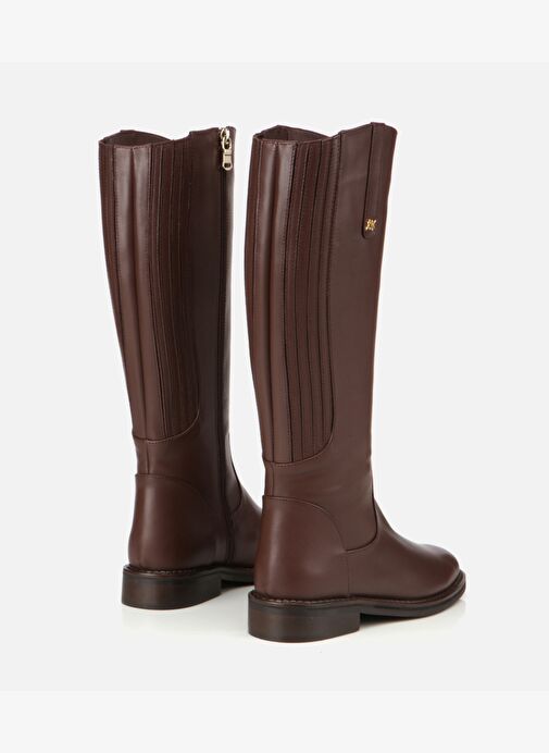 Kadın Deri Kahverengi Lastik Detaylı Binci Düz Çizme 01CIH313330A420 - Görsel 4