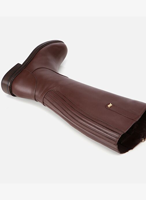 Kadın Deri Kahverengi Lastik Detaylı Binci Düz Çizme 01CIH313330A420 - Görsel 8