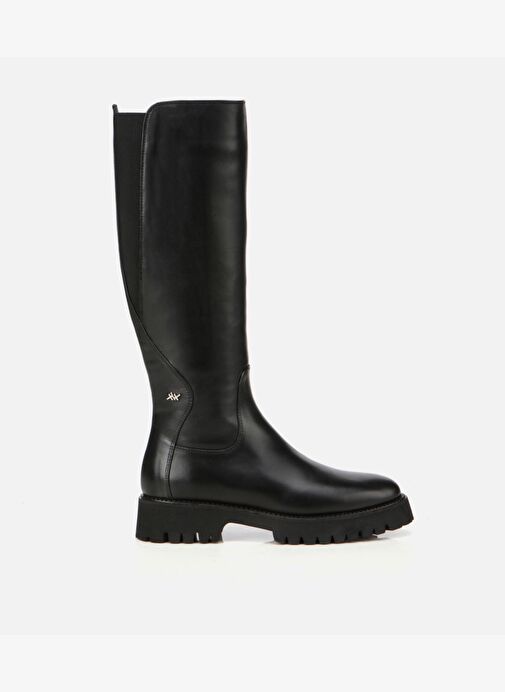 Kadın Deri Siyah Lastik Detaylı Binici Düz Çizme 01CIH313340A100 - Görsel 2