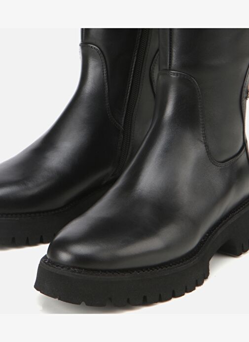 Kadın Deri Siyah Lastik Detaylı Binici Düz Çizme 01CIH313340A100 - Görsel 6