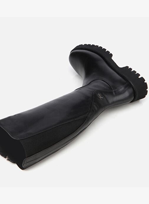 Kadın Deri Siyah Lastik Detaylı Binici Düz Çizme 01CIH313340A100 - Görsel 8