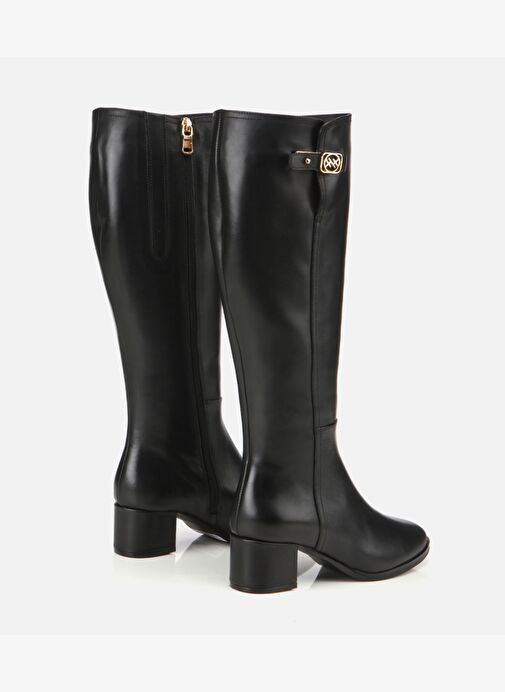 Kadın Deri Siyah Tokalı Topuklu Çizme 01CIH313350A100 - Görsel 4