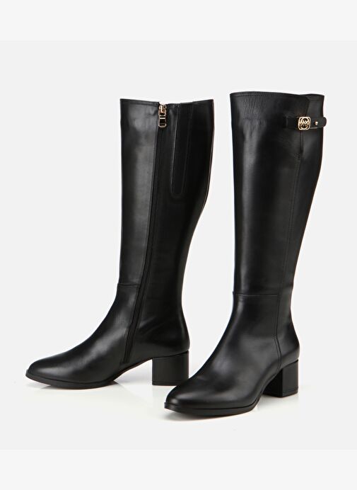 Kadın Deri Siyah Tokalı Topuklu Çizme 01CIH313350A100 - Görsel 5