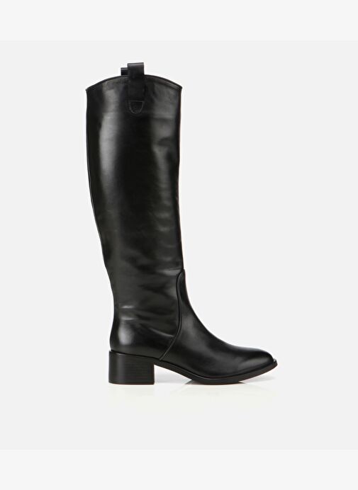 Kadın Deri Siyah Binici Uzun Düz Çizme 01CIH313360A100 - Görsel 2