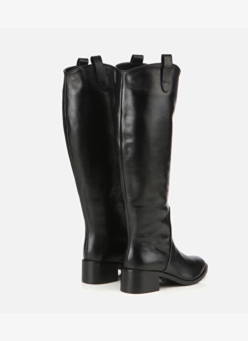 Kadın Deri Siyah Binici Uzun Düz Çizme 01CIH313360A100 - Görsel 4