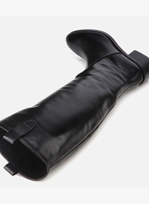 Kadın Deri Siyah Binici Uzun Düz Çizme 01CIH313360A100 - Görsel 8