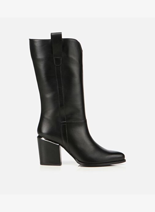 Kadın Deri Siyah Metal Detaylı Topuklu Çizme 01CIH313490A100 - Görsel 2