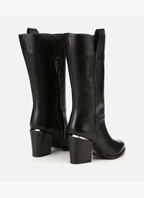 Kadın Deri Siyah Metal Detaylı Topuklu Çizme 01CIH313490A100 - Görsel 4