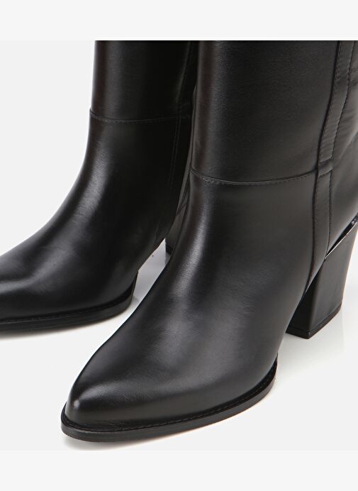 Kadın Deri Siyah Metal Detaylı Topuklu Çizme 01CIH313490A100 - Görsel 8