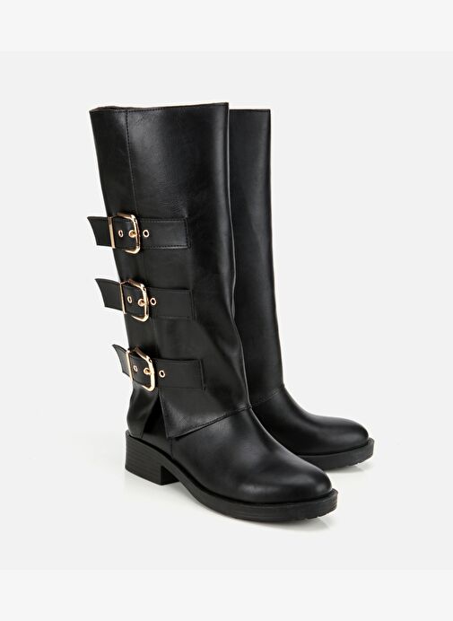 Kadın Siyah Tokalı Düz Çizme 01CIH315130A100 - Görsel 3