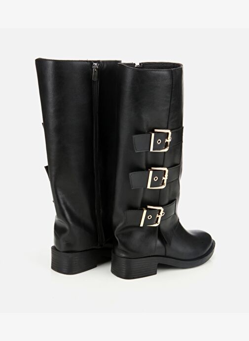 Kadın Siyah Tokalı Düz Çizme 01CIH315130A100 - Görsel 5