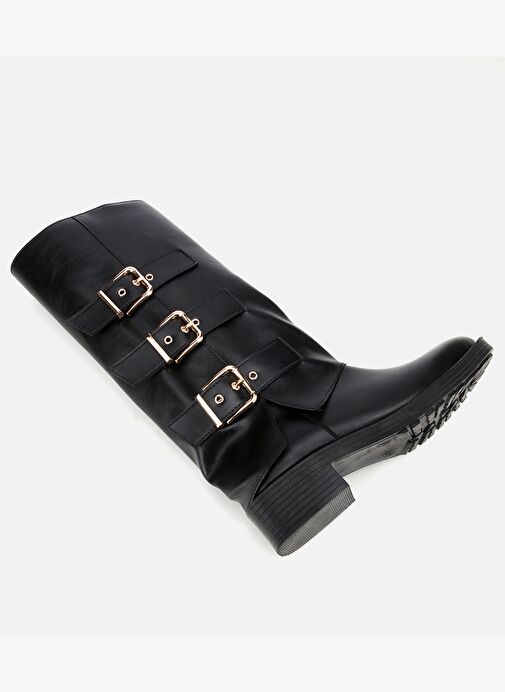 Kadın Siyah Tokalı Düz Çizme 01CIH315130A100 - Görsel 7