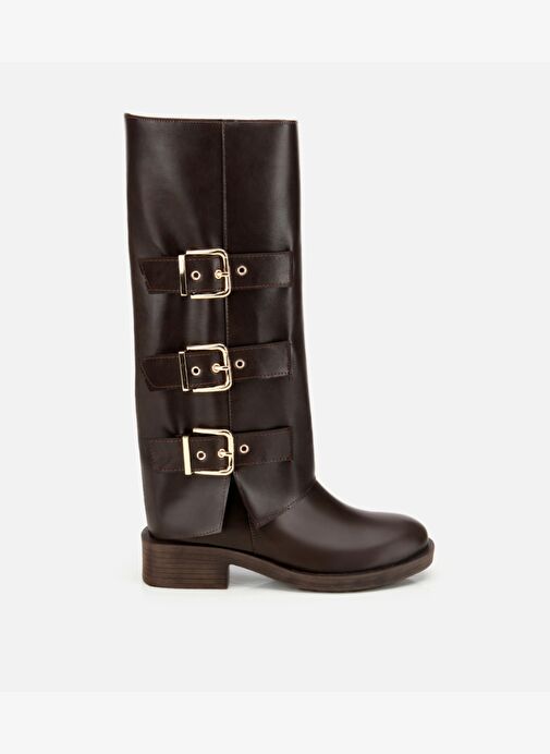 Kadın Kahverengi Tokalı Düz Çizme 01CIH315130A480 - Görsel 2