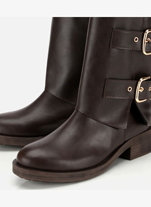 Kadın Kahverengi Tokalı Düz Çizme 01CIH315130A480 - Görsel 4