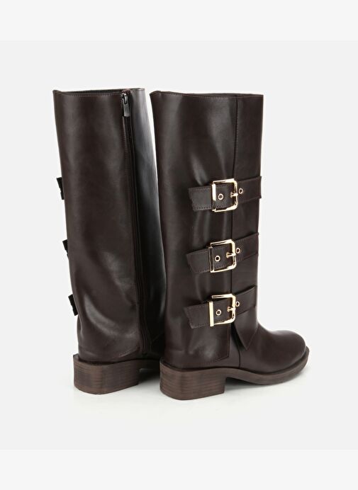 Kadın Kahverengi Tokalı Düz Çizme 01CIH315130A480 - Görsel 5