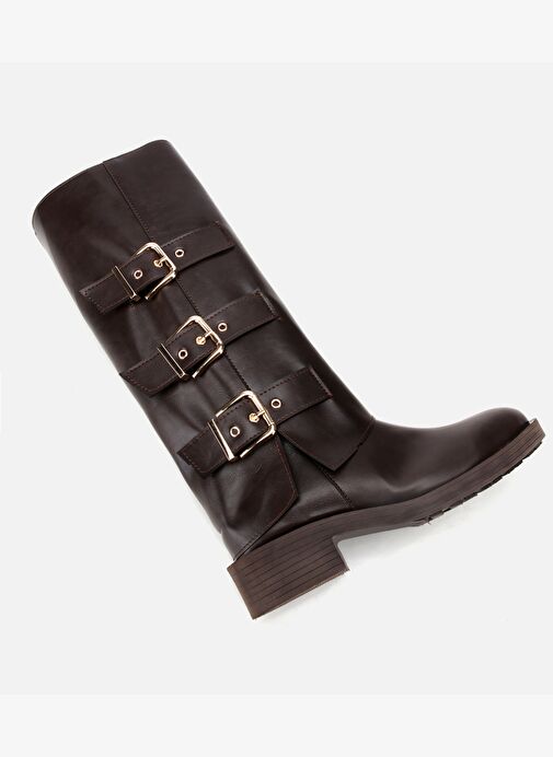 Kadın Kahverengi Tokalı Düz Çizme 01CIH315130A480 - Görsel 7