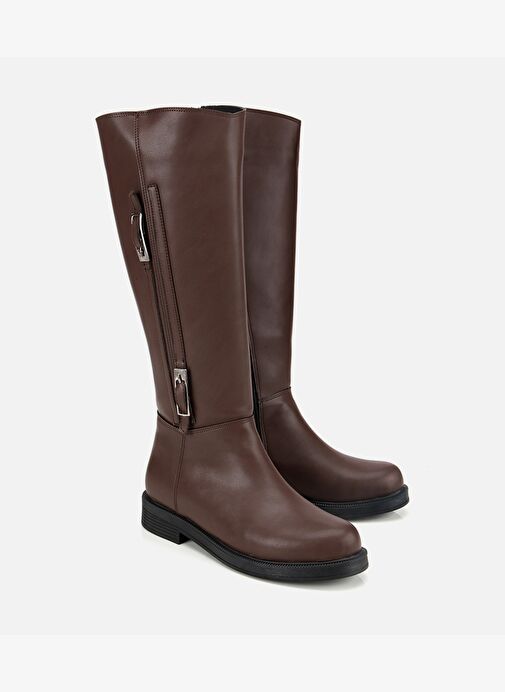 Kadın Kahverengi Tokalı Düz Çizme 01CIH315140A480 - Görsel 3