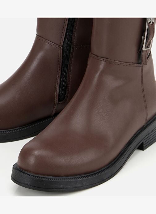 Kadın Kahverengi Tokalı Düz Çizme 01CIH315140A480 - Görsel 4