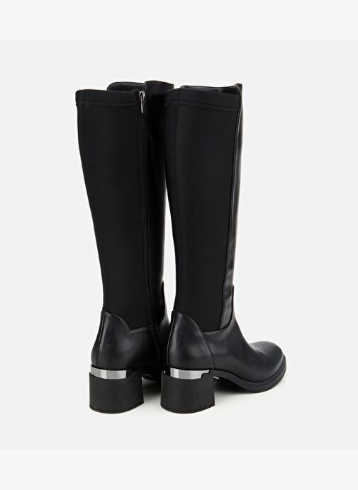 Kadın Siyah Streç Metal Detaylı Topuklu Çizme 01CIH315150A100 - Görsel 5