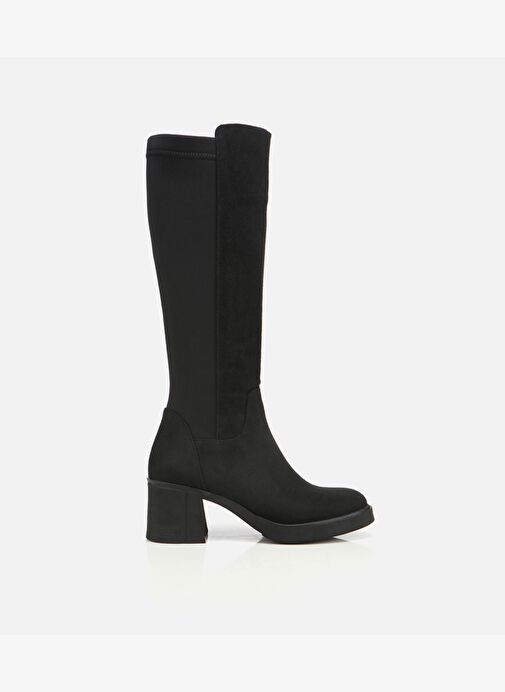 Kadın Süet Siyah Streç Topuklu Çizme 01CIH315160A100 - Görsel 2