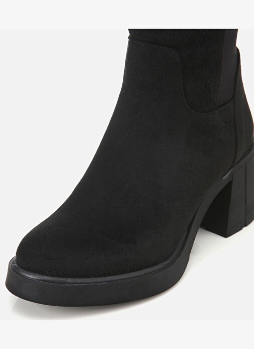 Kadın Süet Siyah Streç Topuklu Çizme 01CIH315160A100 - Görsel 4