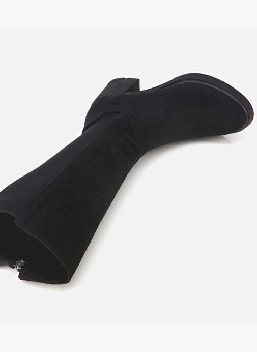 Kadın Süet Siyah Streç Topuklu Çizme 01CIH315160A100 - Görsel 7